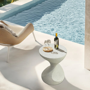 Table d’appoint ronde béton blanc