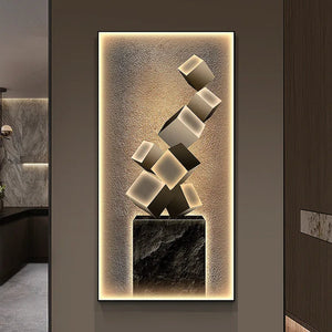 Tableau mural LED cubes flottants