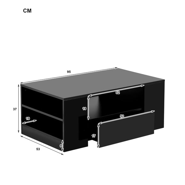 Table basse moderne noire avec tiroirs