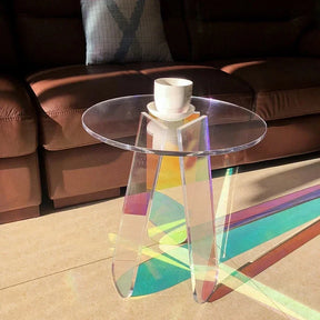 Table d’appoint ronde acrylique iridescente