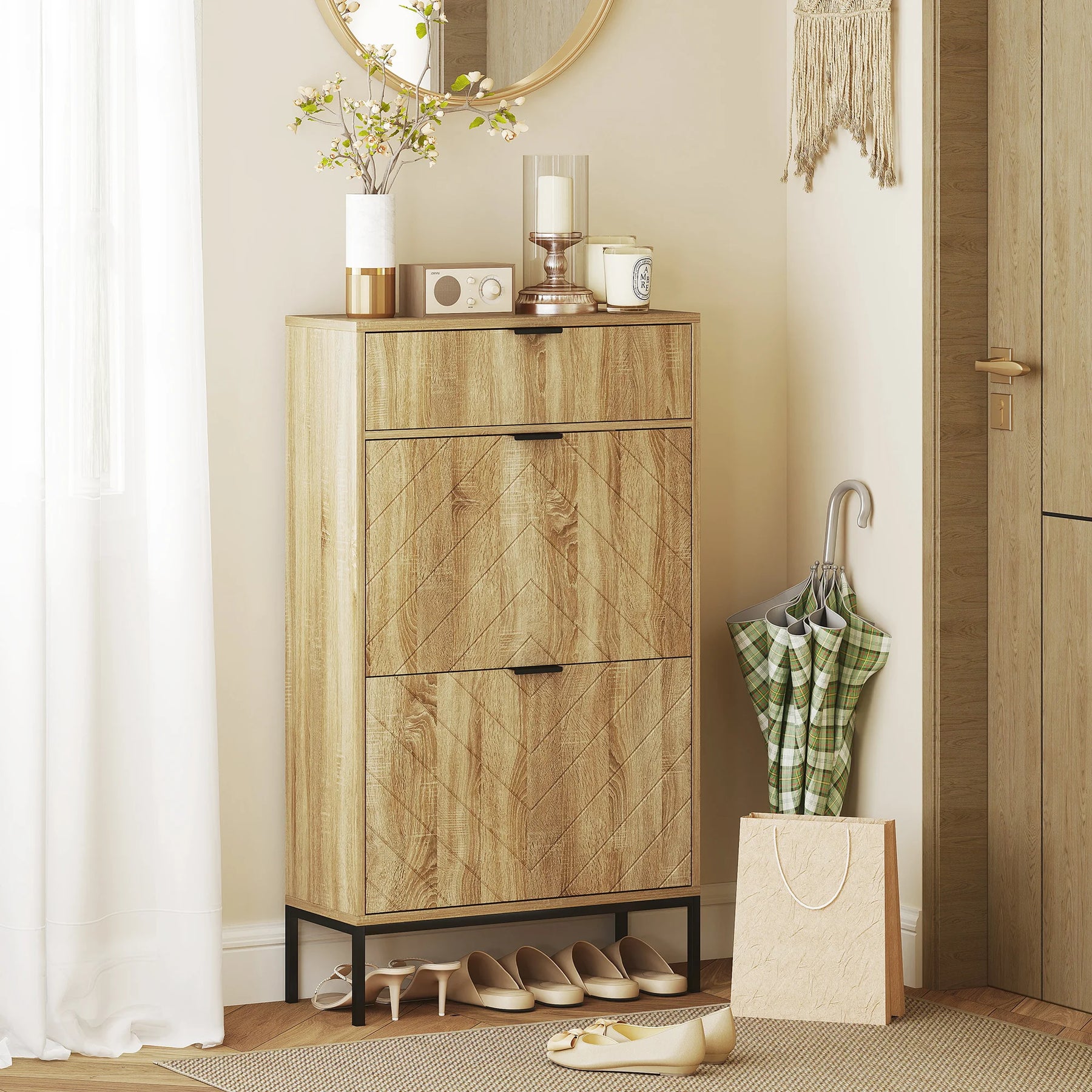 Meuble à chaussures chêne moderne