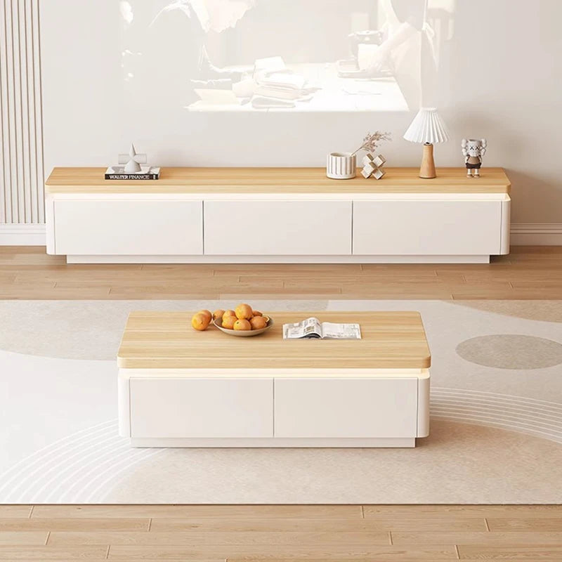 Meuble TV moderne crème avec rangements