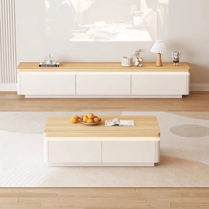 Meuble TV moderne crème avec rangements