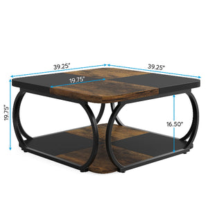 Table basse carrée bois métal design
