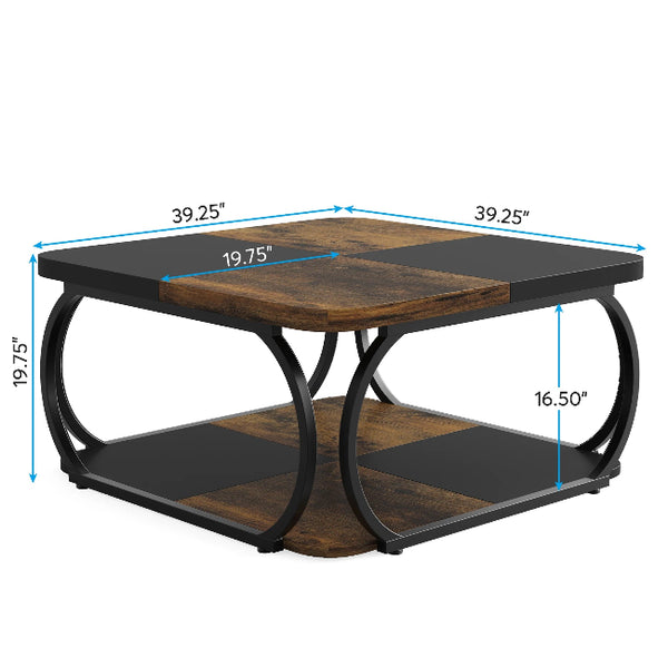 Table basse carrée bois métal design