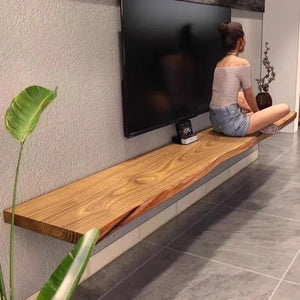 Meuble TV flottant bois brut