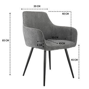 Chaises de salle à manger velours gris