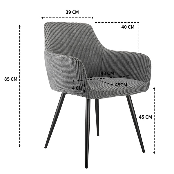 Chaises de salle à manger velours gris