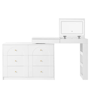 Coiffeuse blanche rotative avec LED
