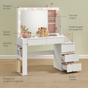 Coiffeuse blanche éclairage intégré design