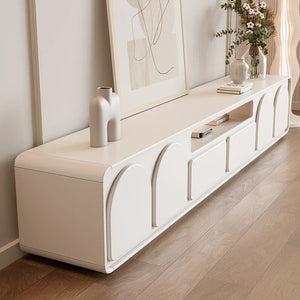 Meuble TV design crème arrondi