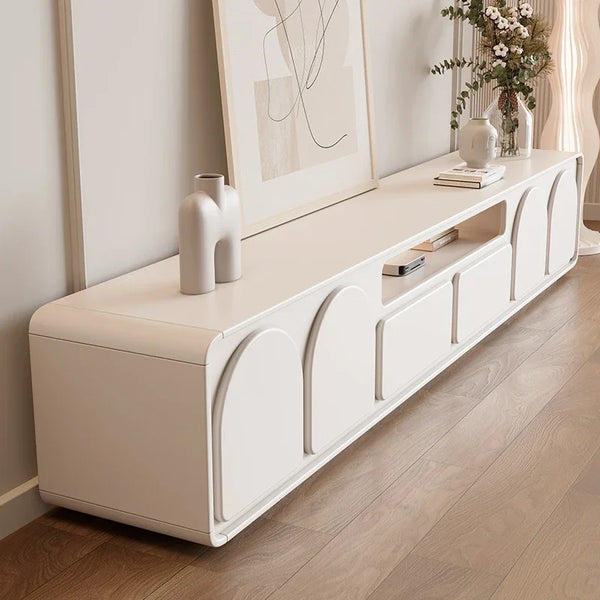 Meuble TV design crème arrondi