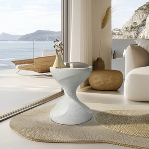 Table d’appoint ronde béton blanc