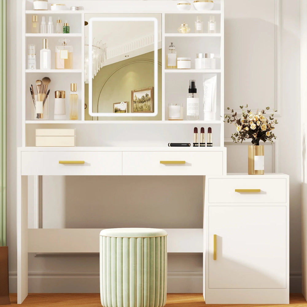 Coiffeuse blanche moderne avec LED