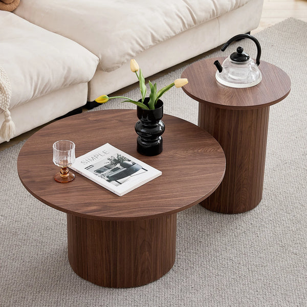 Table basse ronde bois nordique
