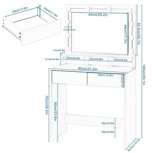 Coiffeuse blanche miroir LED moderne