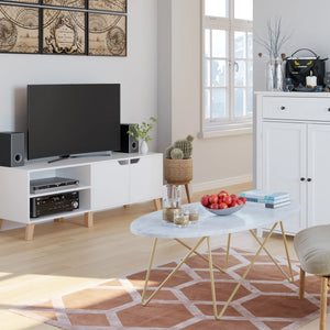 Table basse ovale effet marbre
