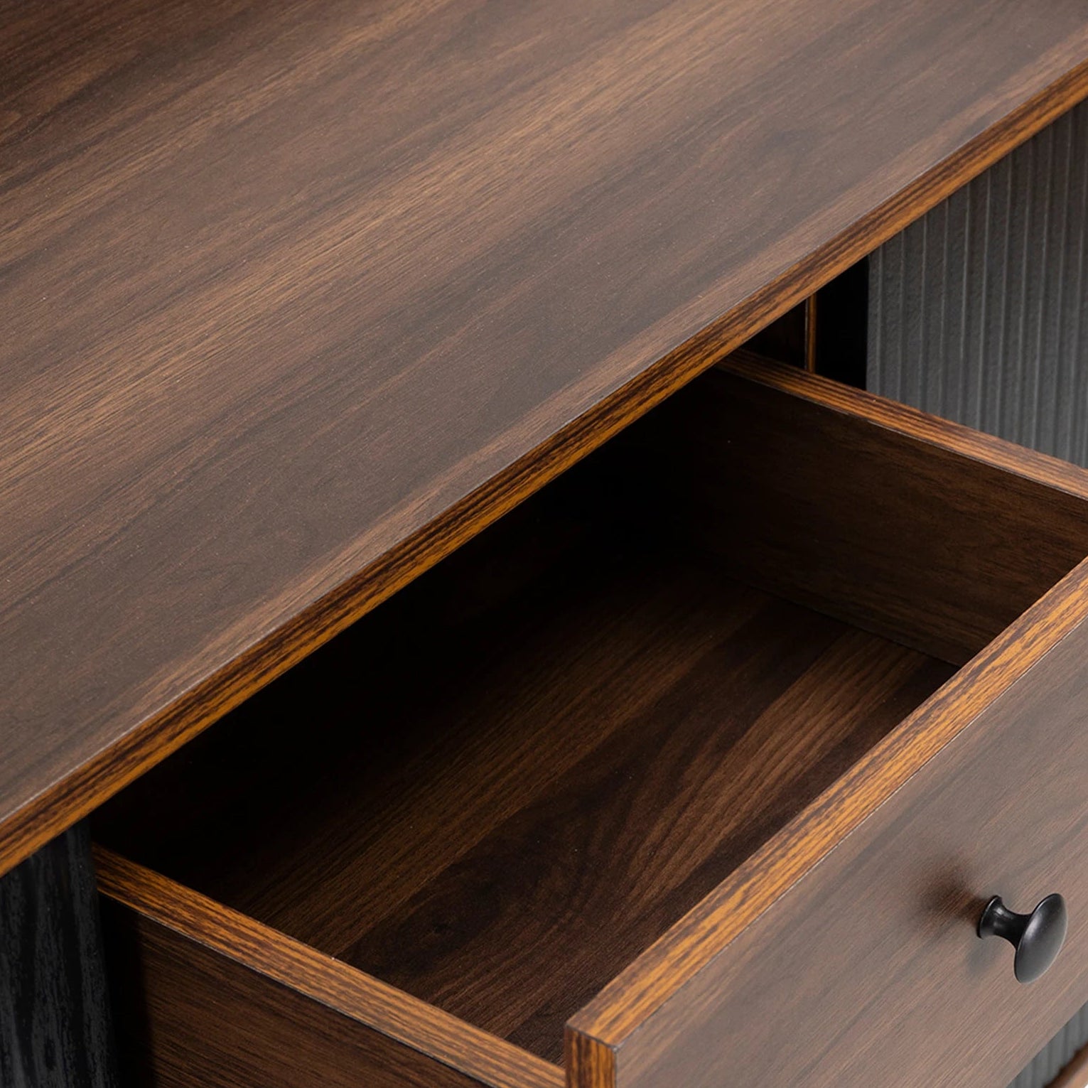 Buffet bois noir design 3 tiroirs