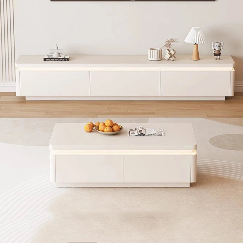 Meuble TV moderne crème avec rangements