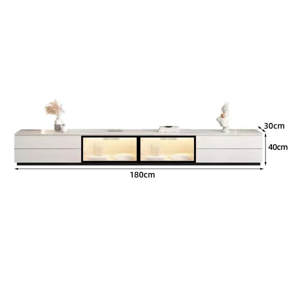 Meuble TV blanc marbré lumineux