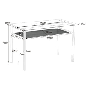 Table à manger rectangulaire verre trempé et rotin