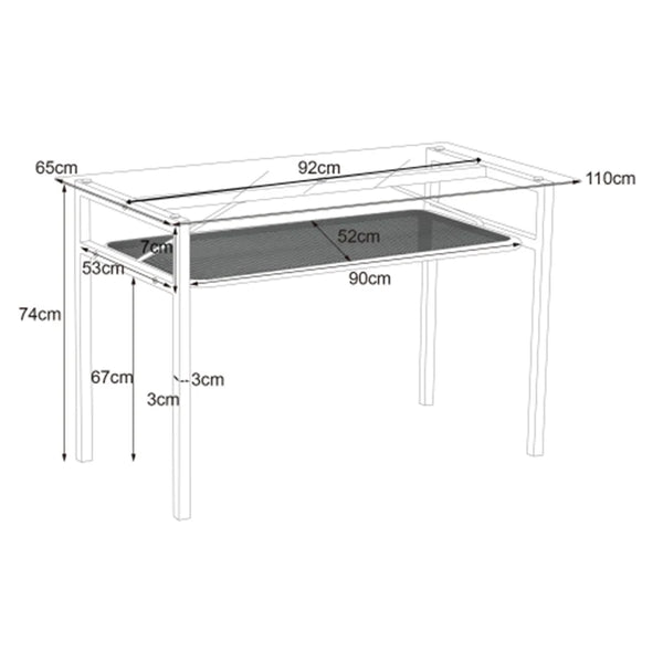 Table à manger rectangulaire verre trempé et rotin