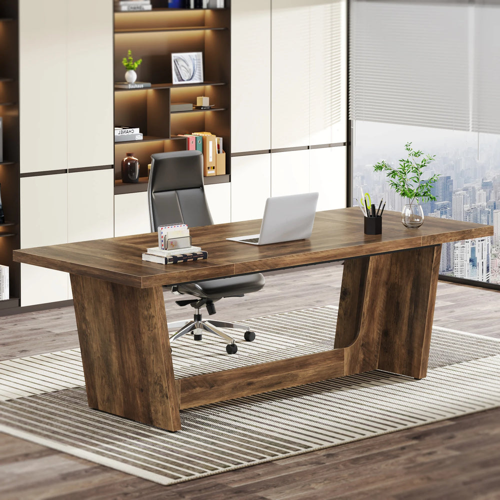 Bureau exécutif bois foncé industriel