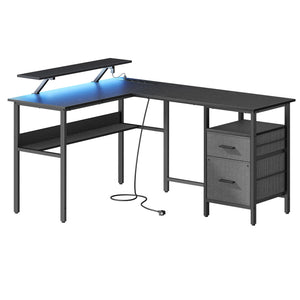 Bureau d’angle noir design LED