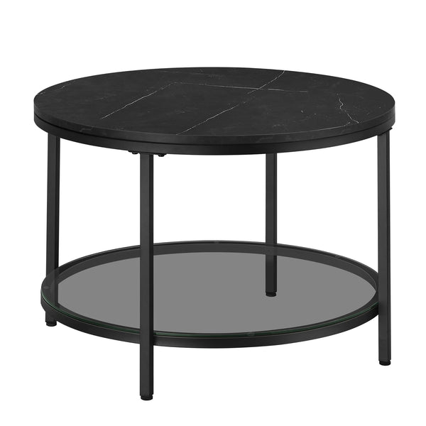 Table basse ronde noire marbrée