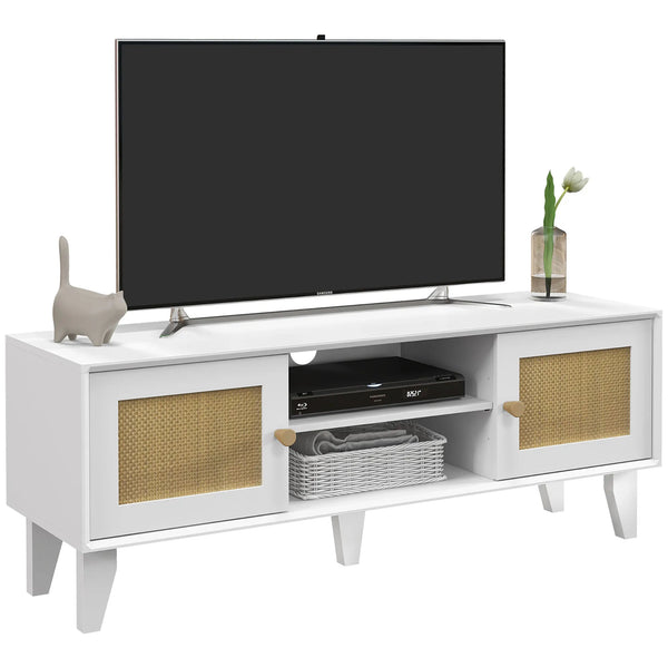Meuble TV blanc cannage design
