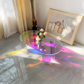 Table basse acrylique iridescente design