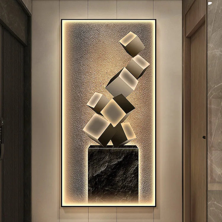 Tableau mural LED cubes flottants