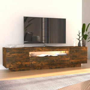 Meuble TV chêne fumé LED intégré