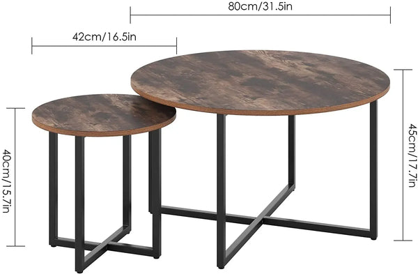 Tables basses rondes vintage métal bois