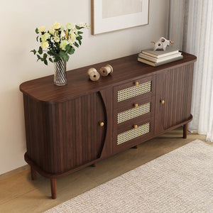 Buffet bois et rotin moderne