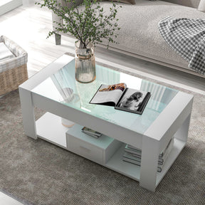 Table basse blanche verre chic