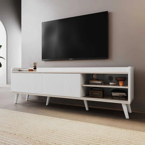 Meuble TV moderne bois blanc