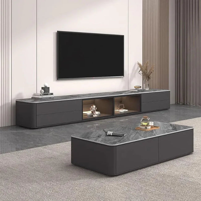 Meuble TV bois noir minimaliste