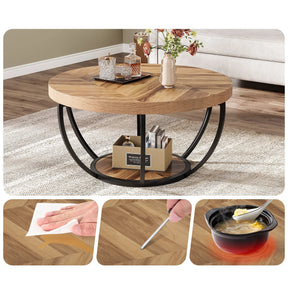 Table basse ronde bois et métal design