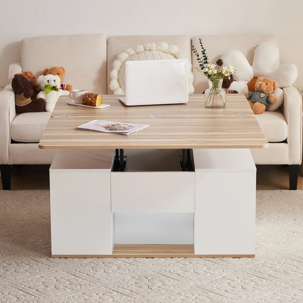Table basse modulable blanc bois