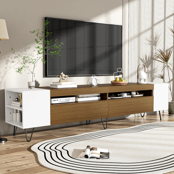 Meuble TV moderne blanc et bois