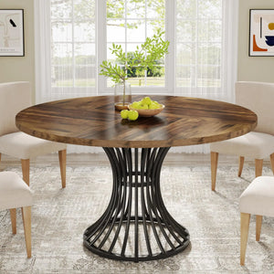 Table à manger ronde bois industriel