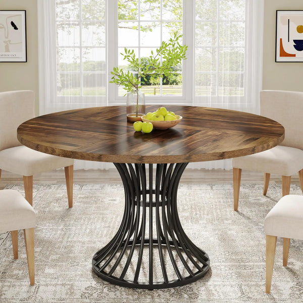 Table à manger ronde bois industriel