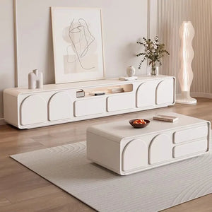 Meuble TV design crème arrondi