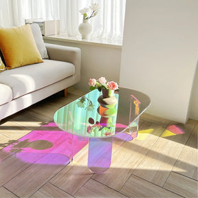 Table basse acrylique iridescente design