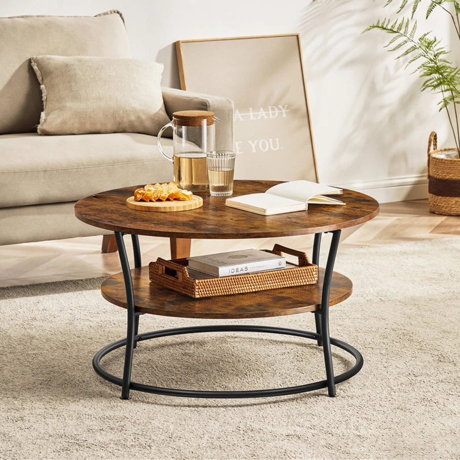 Table basse ronde bois industriel