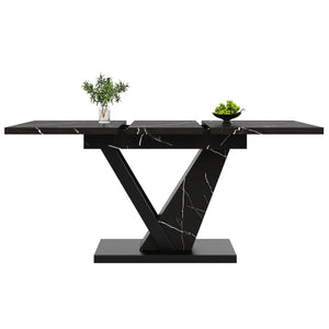 Table à manger extensible marbre noir