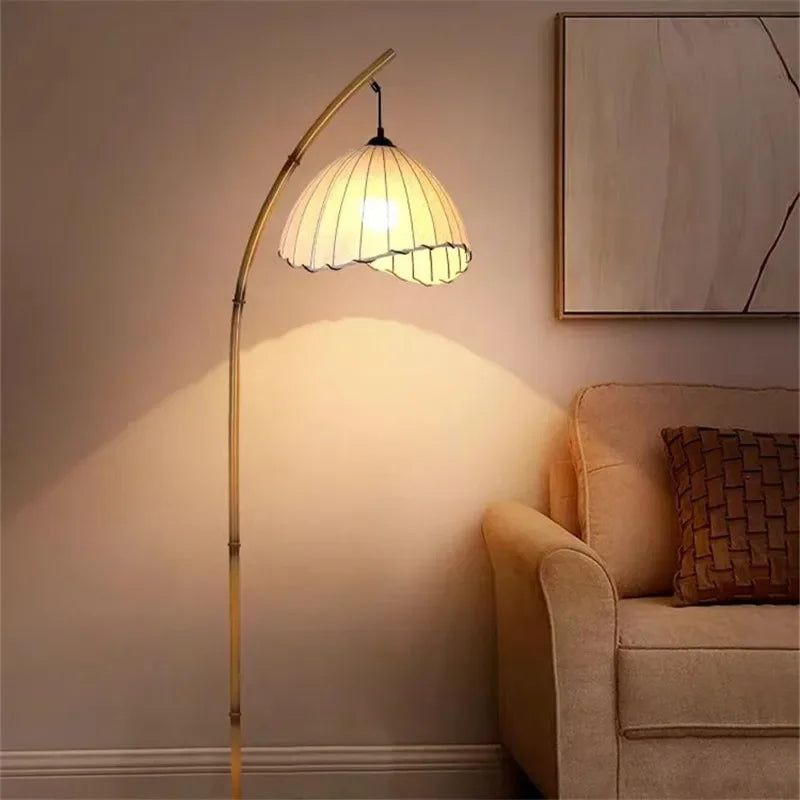 Lampadaire bambou vintage wabi-sabi