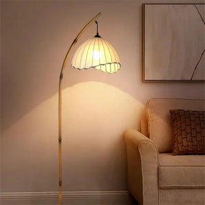 Lampadaire bambou vintage wabi-sabi