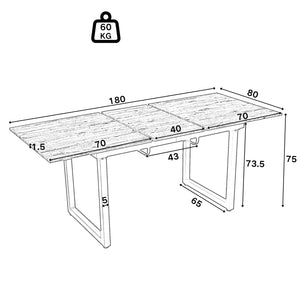 Table à manger extensible industrielle